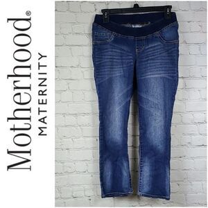 Motherhood Maternity Small 4/6 Blue Denim Jean Crop Capris Distressed Skinny